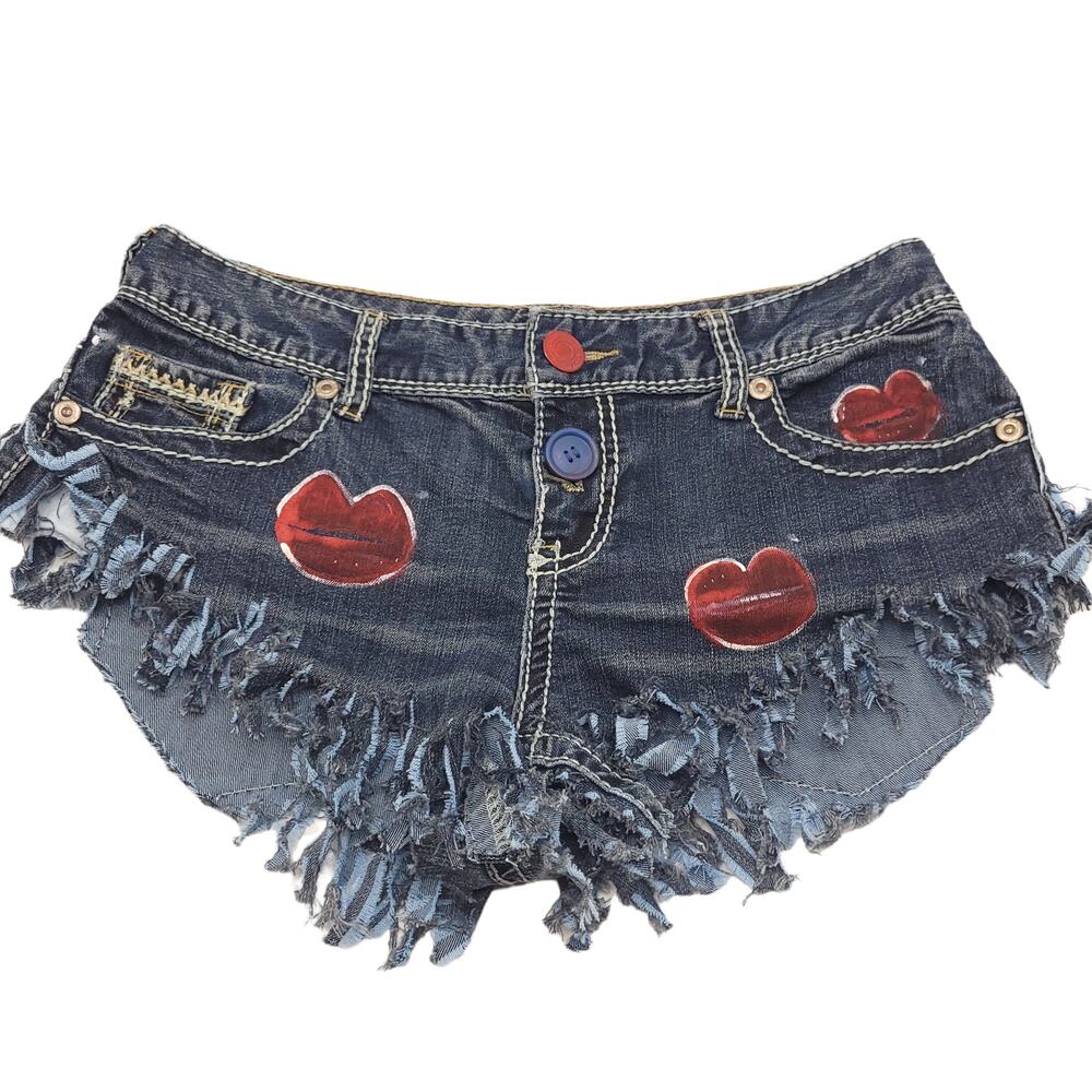 Custom Cut Off Handpainted Jean Shorts Size 10
